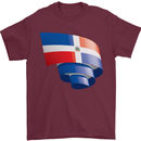 Curled Dominican Republic Flag Dominicanos Day Mens T-Shirt 100% Cotton Maroon
