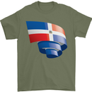 Curled Dominican Republic Flag Dominicanos Day Mens T-Shirt 100% Cotton Military Green