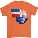 Curled Dominican Republic Flag Dominicanos Day Mens T-Shirt 100% Cotton Orange