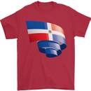 Curled Dominican Republic Flag Dominicanos Day Mens T-Shirt 100% Cotton Red