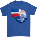 Curled Dominican Republic Flag Dominicanos Day Mens T-Shirt 100% Cotton Royal Blue