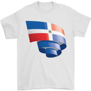 Curled Dominican Republic Flag Dominicanos Day Mens T-Shirt 100% Cotton White