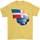 Curled Dominican Republic Flag Dominicanos Day Mens T-Shirt 100% Cotton Yellow
