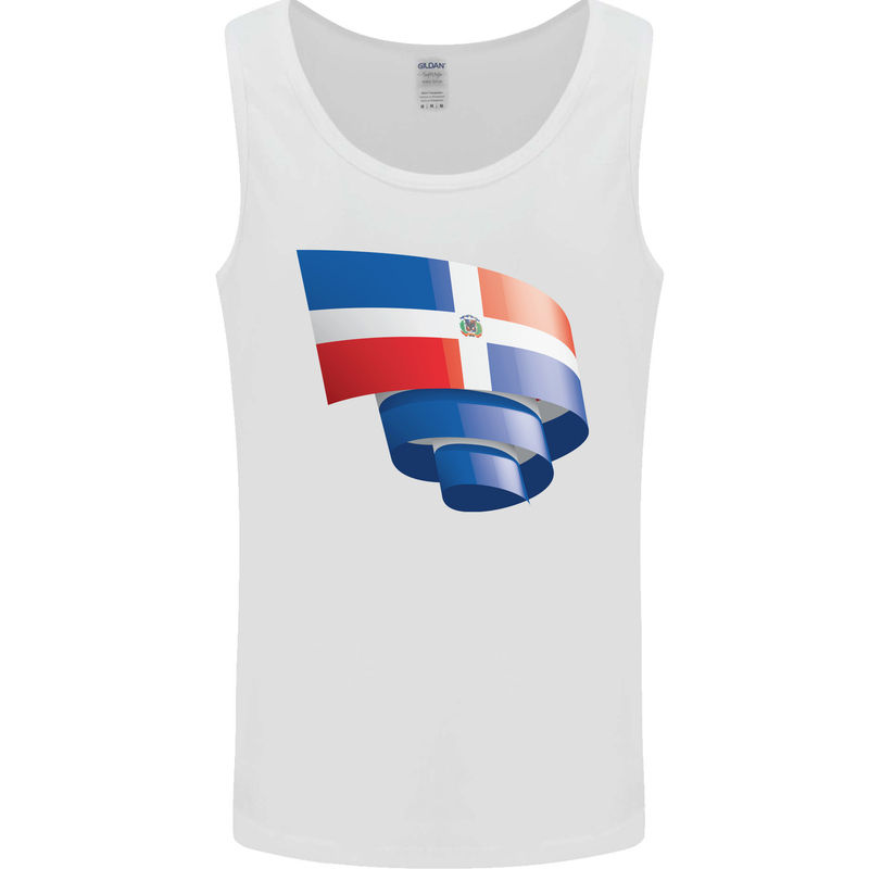 Curled Dominican Republic Flag Dominicanos Day Mens Vest Tank Top White