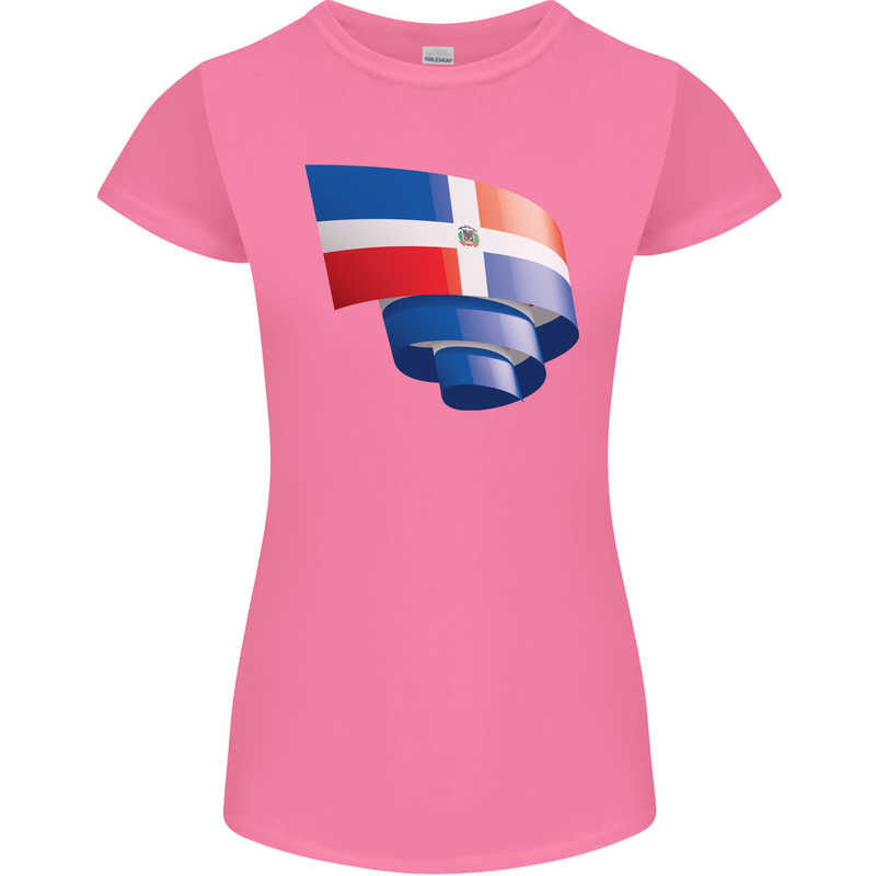 Curled Dominican Republic Flag Dominicanos Day Womens Petite Cut T-Shirt Azalea