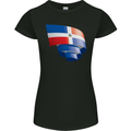 Curled Dominican Republic Flag Dominicanos Day Womens Petite Cut T-Shirt Black