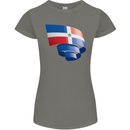 Curled Dominican Republic Flag Dominicanos Day Womens Petite Cut T-Shirt Charcoal
