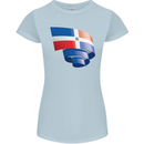 Curled Dominican Republic Flag Dominicanos Day Womens Petite Cut T-Shirt Light Blue