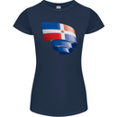 Curled Dominican Republic Flag Dominicanos Day Womens Petite Cut T-Shirt Navy Blue