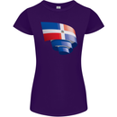 Curled Dominican Republic Flag Dominicanos Day Womens Petite Cut T-Shirt Purple