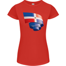 Curled Dominican Republic Flag Dominicanos Day Womens Petite Cut T-Shirt Red