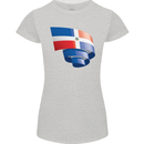 Curled Dominican Republic Flag Dominicanos Day Womens Petite Cut T-Shirt Sports Grey