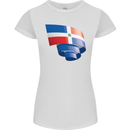 Curled Dominican Republic Flag Dominicanos Day Womens Petite Cut T-Shirt White