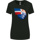 Curled Dominican Republic Flag Dominicanos Day Womens Wider Cut T-Shirt Black