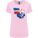 Curled Dominican Republic Flag Dominicanos Day Womens Wider Cut T-Shirt Light Pink