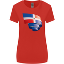 Curled Dominican Republic Flag Dominicanos Day Womens Wider Cut T-Shirt Red