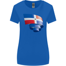 Curled Dominican Republic Flag Dominicanos Day Womens Wider Cut T-Shirt Royal Blue