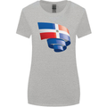 Curled Dominican Republic Flag Dominicanos Day Womens Wider Cut T-Shirt Sports Grey