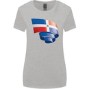 Curled Dominican Republic Flag Dominicanos Day Womens Wider Cut T-Shirt Sports Grey