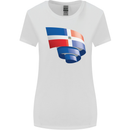 Curled Dominican Republic Flag Dominicanos Day Womens Wider Cut T-Shirt White