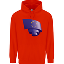 Curled EU Flag European Union Flag Football Childrens Kids Hoodie Bright Red