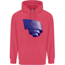 Curled EU Flag European Union Flag Football Childrens Kids Hoodie Heliconia