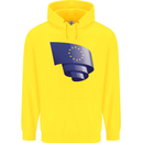 Curled EU Flag European Union Flag Football Childrens Kids Hoodie Yellow