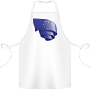 Curled EU Flag European Union Flag Football Cotton Apron 100% Organic White