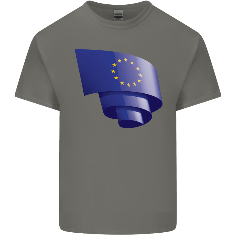 Curled EU Flag European Union Flag Football Kids T-Shirt Childrens Charcoal