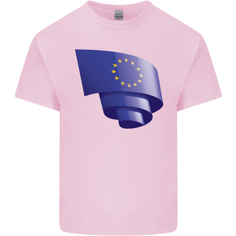 Curled EU Flag European Union Flag Football Kids T-Shirt Childrens Light Pink