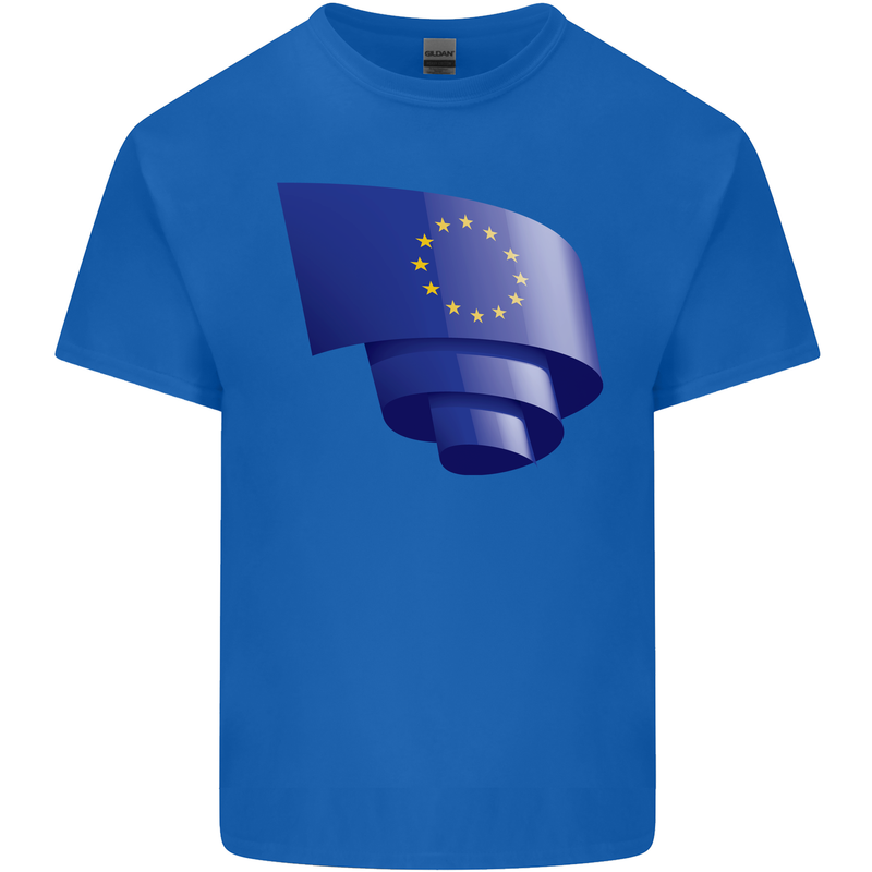 Curled EU Flag European Union Flag Football Kids T-Shirt Childrens Royal Blue