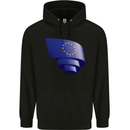 Curled EU Flag European Union Flag Football Mens 80% Cotton Hoodie Black