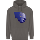 Curled EU Flag European Union Flag Football Mens 80% Cotton Hoodie Charcoal