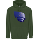 Curled EU Flag European Union Flag Football Mens 80% Cotton Hoodie Forest Green