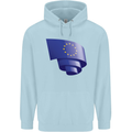 Curled EU Flag European Union Flag Football Mens 80% Cotton Hoodie Light Blue