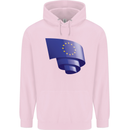 Curled EU Flag European Union Flag Football Mens 80% Cotton Hoodie Light Pink