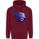 Curled EU Flag European Union Flag Football Mens 80% Cotton Hoodie Maroon