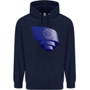 Curled EU Flag European Union Flag Football Mens 80% Cotton Hoodie Navy Blue