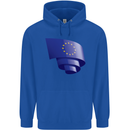 Curled EU Flag European Union Flag Football Mens 80% Cotton Hoodie Royal Blue