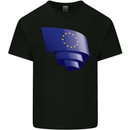 Curled EU Flag European Union Flag Football Mens Cotton T-Shirt Tee Top Black