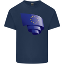 Curled EU Flag European Union Flag Football Mens Cotton T-Shirt Tee Top Navy Blue