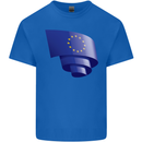 Curled EU Flag European Union Flag Football Mens Cotton T-Shirt Tee Top Royal Blue
