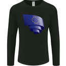 Curled EU Flag European Union Flag Football Mens Long Sleeve T-Shirt Black