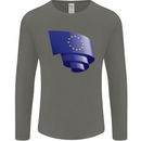 Curled EU Flag European Union Flag Football Mens Long Sleeve T-Shirt Charcoal