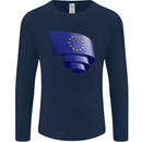 Curled EU Flag European Union Flag Football Mens Long Sleeve T-Shirt Navy Blue