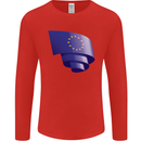 Curled EU Flag European Union Flag Football Mens Long Sleeve T-Shirt Red
