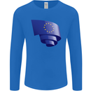 Curled EU Flag European Union Flag Football Mens Long Sleeve T-Shirt Royal Blue