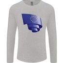 Curled EU Flag European Union Flag Football Mens Long Sleeve T-Shirt Sports Grey