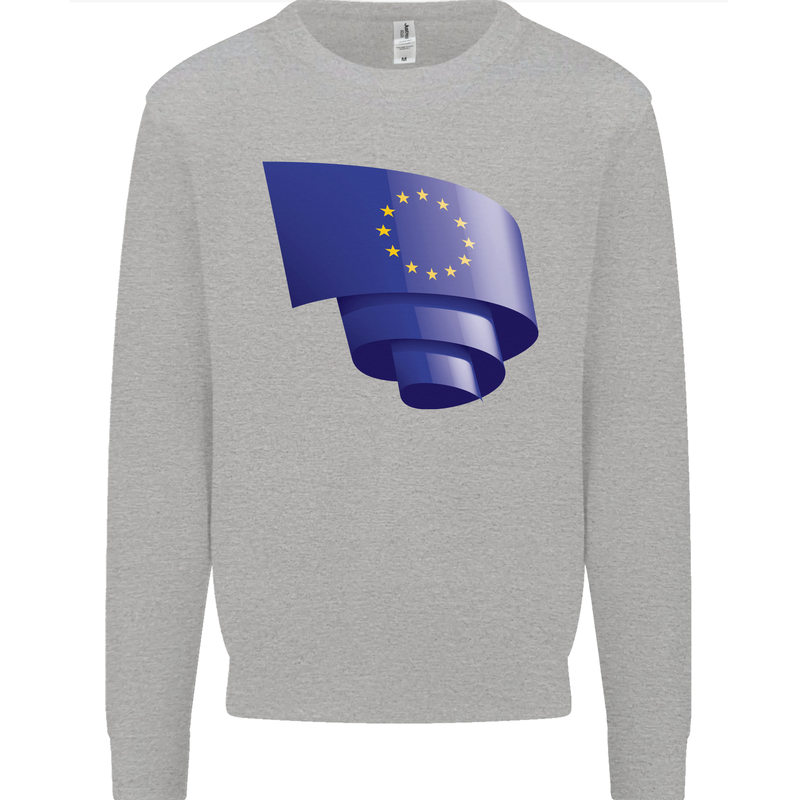 Curled EU Flag European Union Flag Football Mens Sweatshirt Jumper Sports Grey