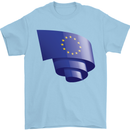 Curled EU Flag European Union Flag Football Mens T-Shirt 100% Cotton Light Blue